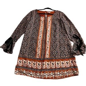 Charlotte Russe Black and Brown Long Sleeve Dress